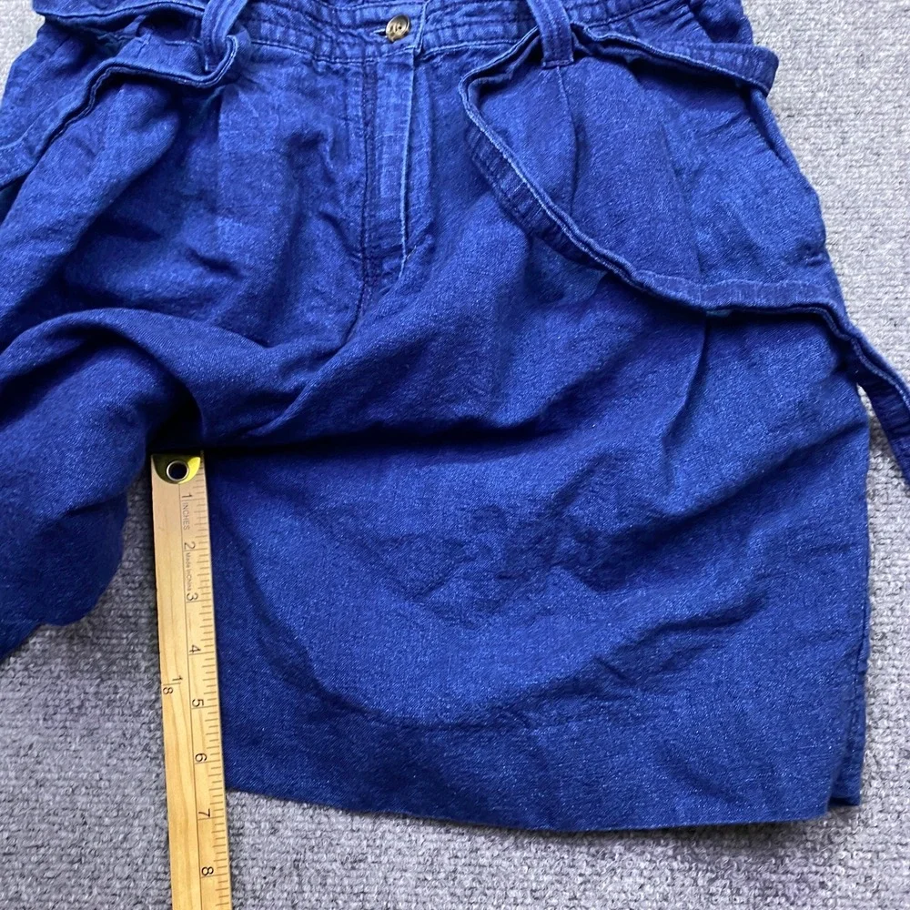 Banana Republic Indigo Linen Blend Sleeveless Button Down Romper Blue Size 6